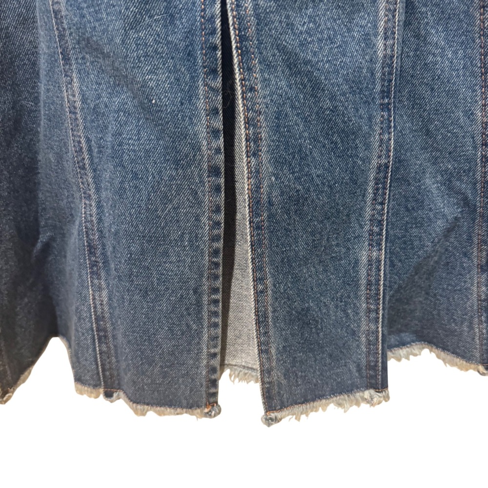 Natural Life Womens Denim Midi Skirt Blue NWT Paneled Frayed Hem size 8 - Picture 6 of 10